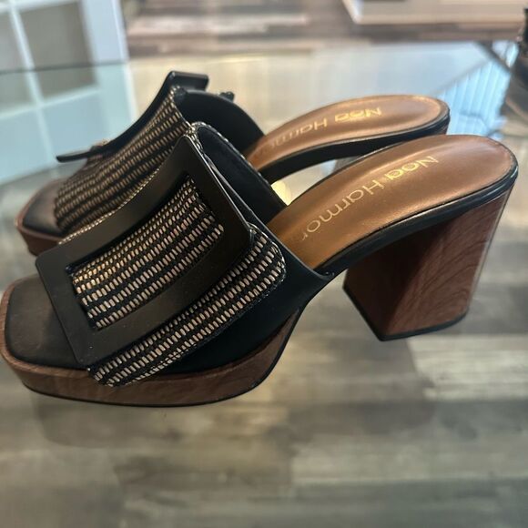 Black and Tan Wedge Sandal - Picture 7 of 9